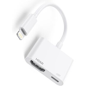 Apple MFi Certified Apple Lightning to HDMI Adapter, Apple Lightning to Digital AV Adapter, 1080P Sync Screen with Lightning Charging Port for iPhone/iPad/TV/Projector/Monitor