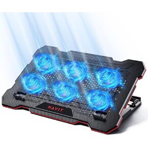 HAVIT Laptop Cooling Pad with 6 Cooling Fans, Laptop Cooler 6 Adjustable Heights for 13-17 Inch Laptops, Gaming Laptop Cooling Stand with Two USB Ports (HV-F2071)