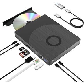 External Blu-ray Drive,USB 3.0 Type-C Optical External Bluray CD DVD Drive Burner with SD/TF Port HDMI and LAN Interface Suitable for Windows XP/7/8/10/11 MacOS for PC,Laptop,Desktop,Mac
