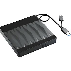 External Blu-Ray Drive for Laptop USB 3.0 and Type-C DVD BD Burner Portable +/-RW Player,Reader Rewriter Writer Disk Duplicator Compatible with Latptop PC Windows XP/7/8/10, Linux Mac OS