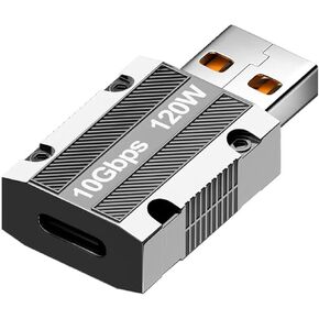 USB C Female to USB Male Adapter,Zinc Alloy Double-Sided USB A to Type C OTG Adapter with 10Gbps Data Transfer&PD 120W Fast Charging for Laptop,iPhone 15 Pro Max，Galaxy,iPad,Apple MagSafe Watch-Blac