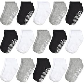 ELUTONG Non Slip Toddler Socks,Boy Socks with Grips 15 Pairs Anti Skid Kids Low Cut Socks for Baby Infant(0-7 Years)