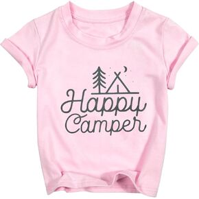 Camping Shirt Toddler Girls Boys: Happy Camp Shirts Baby Kids Hiking Outdoors Top Travel Infant Short Sleeve Outfit