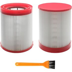 49-90-1977 Wet/Dry HEPA Vacuum Filter Compatible with Milwaukee M18 Fuel Wet/Dry Vacuum 0910-20, 0911-20, 0920-20, 0920-22HD, 0921-20, 0930-22HD, 0931-20 2 Pack and 1 Brush