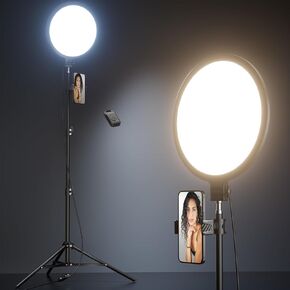 Weilisi 10.2" Ring Light with 63" Tripod Stand and Phone Holder Kit, Full-Screen Zoom Lighting for Video Recording, Makeup, Live Stream, Dimmable LED Selfie Ring Light Tripod for iPhone with Remote