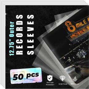 50 قطعة من أكمام الفينيل القياسية الخارجية، أكمام الفينيل القياسية 3 مل، أكمام خارجية من الفينيل مقاس 12.75 بوصة، أكمام خارجية مسجلة لألبوم فينيل LP فردي ومزدوج مقاس 12 بوصة in Kuwait