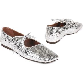 PEIKSSI Women's Leather Ballet Flats Squared Toe Strap Classic Ballerina Classic Dressy Shoes