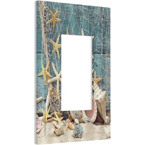 Ocean Pastel Retro Mermaid Core 2 Gang Light Switch Plate Cover Double Toggle Wall Plate Decorative Switchplate Electrical Faceplate for Nursery Kidsroom Bedroom Decor