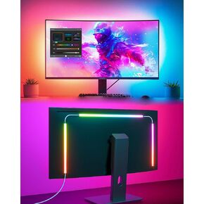 إضاءة خلفية لشاشة USB من BASON LIGHTING لجهاز كمبيوتر مقاس 24 بوصة، وشريط LED للشاشات، وأضواء شاشة الألعاب، وشريط LED ملون لمزامنة أضواء الشاشة RGB-IC لإضاءة إعداد المكتب، وSnyc الموسيقى، والتحكم في البرامج.