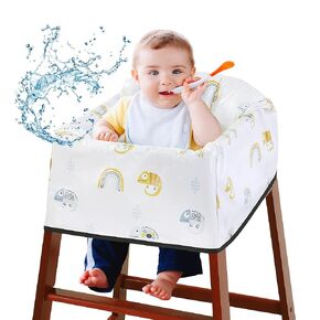 Resuable 100% Waterproof High Chair Cover for Restaurant, Thick Soft Baby Chair Protector Cover for Wooden or Restaurant High Chair, Protect Against Messy Meals and Dirty