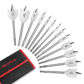 6Pcs Auger Drill Bit for Wood Set, 1/2", 5/8", 3/4", 7/8", 1" and 1-1/8" Size, 4 Flute Impact Wood Drill Bit with Hex Shank Quick Change for Hardwood and softwood, Plastic
