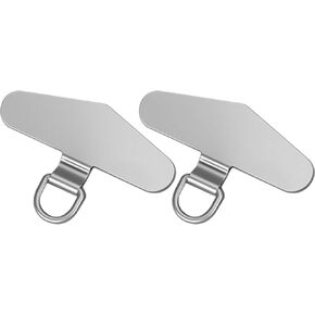 TENOC Metal Phone Tether Tab, Metal Phone Patch, Universal Cellphone Lanyard Pad for Full Phone Cases, 2 x Sliver