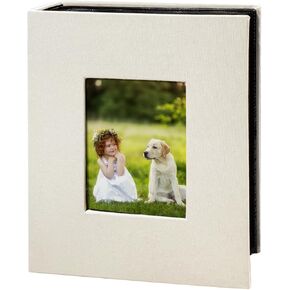 Photo Album 4x6 100 Pockets, Linen Cover Top Loader Vertical, Slip-in Picture Grey Pockets Albums for Wedding, Family, Anniversary, Baby, Vacation