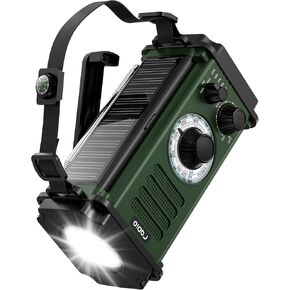10000mAh Emergency Radio, Solar Radio, Hand Crank Radio, NOAA AM FM Weather Radio, 4 Charging Methods, Polymer Battery, Flashlight & Reading Lamp, SOS Alarm, Phone Charger for Emergency