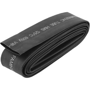 uxcell Polyolefin 20mm Diameter 35mm Flat Width Heat Tube Shrink Tubing 8.2Ft Length Black