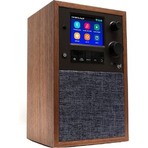 Grace Digital Mondo Alto Wireless Speaker, Bluetooth, Wi-Fi, Internet Radio, 7-Day Alarm – Microphone Free (Walnut)