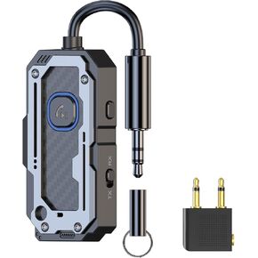 Bluetooth Transmitter Receiver Audio Adapter,Wireless AUX for 2 Headphones/iPhones, Use with Any 3.5mm Jack on Airplanes,Car Radio,TVs,Pcs,Home Stereos Audio Steaming, Hands-free Call