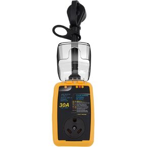 rv Surge Protector 30 Amp Smart RV Surge Protector with Waterproof Cover All-in-1 Circuit Analyzer Power Guard for RV, Camper, Trailer, Truck, Motorboat, Yacht, Mobilhome