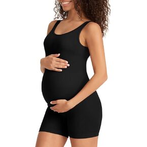 Summer Mae Women Maternity Bodysuit Ribbed Pregnancy One Piece Jumpsuit Romper Workout Summer Outfits Short Stretchy Unitard