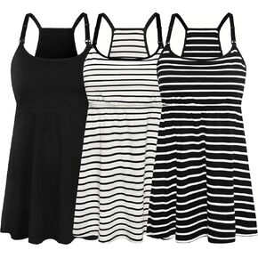 SUIEK Women's Nursing Tank Tops Maternity Cami with Shelf Bra Cotton Breastfeeding Clothes