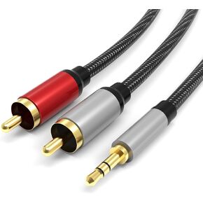 كابلات RCA، كابل RCA مجدول من النايلون بطول 100 قدم/30 متر إلى 3.5 مم، سلك ذكر إلى ذكر Aux إلى RCA Audio Y للهواتف الذكية، MP3، الأجهزة اللوحية، مكبرات الصوت، HDTV، تمديد كابل الصوت والفيديو RCA in Kuwait