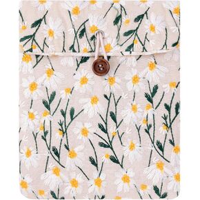 Embroidery Daisy Sleeve Pouch for 6.8-7 Inch eBook/E-Reader/Kindle Paperwhite (White Beige)