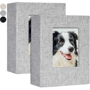 Small Photo Album 4x6 Photos 2 Pack Linen Cover Mini Photo Book 26 Page Holds 52 Pictures Artwork or Postcards Storage Beige