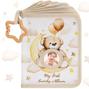 Baby Photo Album with Safe Mirror Soft Cloth Baby Photo Book for 4 x 6 Photos Bear Baby Picture Book My First Photo Album for Baby for Newborn Toddler Kids Baby Shower Gifts