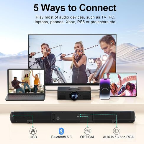 شريط صوت Passau مقاس 35 بوصة لمكبر صوت التلفزيون الذكي مع اتصال Bluetooth 5.3 OPT/USB/AUX، وشاشة LED، و3 أشرطة صوت للتلفزيون في وضع DSP للمسرح المنزلي وجهاز عرض ألعاب الكمبيوتر الشخصي in Saudi Arabia