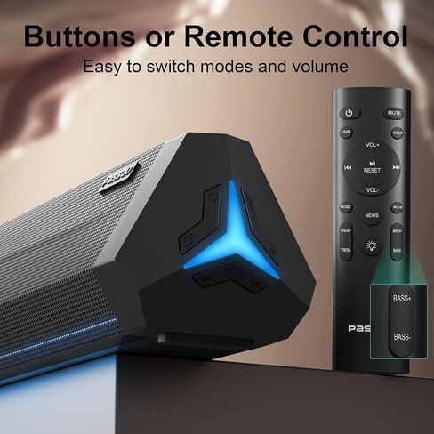 شريط صوت Passau مقاس 35 بوصة لمكبر صوت التلفزيون الذكي مع اتصال Bluetooth 5.3 OPT/USB/AUX، وشاشة LED، و3 أشرطة صوت للتلفزيون في وضع DSP للمسرح المنزلي وجهاز عرض ألعاب الكمبيوتر الشخصي in Saudi Arabia