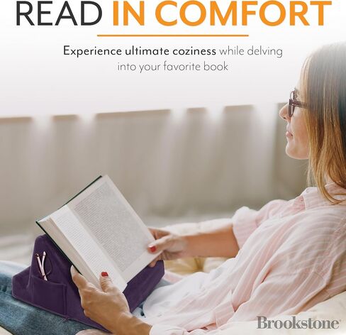 Brookstone - Memory Foam Lap Desk Tablet Holder, Holds Phones, iPads, E-Book Readers, 2 Viewing Angles, 2 Side Pockets for Accessories, Book Holder Cushion, Perfect for Home, Car Travel & Flights in Kuwait