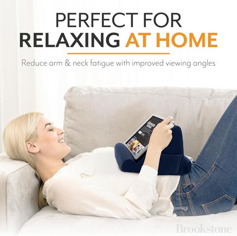 Brookstone - Memory Foam Lap Desk Tablet Holder, Holds Phones, iPads, E-Book Readers, 2 Viewing Angles, 2 Side Pockets for Accessories, Book Holder Cushion, Perfect for Home, Car Travel & Flights in Kuwait