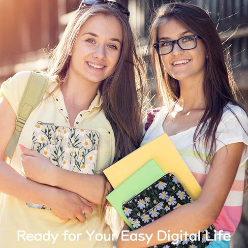 كم واقٍ مبطن ومطرز من Daisy مقاس 6-7 بوصات لـ 6 بوصات Kindle 2022/10th Gen 2019/8th Gen 2016، 6.8 بوصات Kindle Paperwhite 11th/10th Gen 2021/2018، 6 بوصات Kobo Tolino eReader، White Daisy in Kuwait