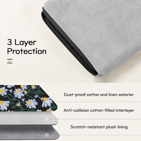 Embroidered Daisy Padded Protective Sleeve 6-7" for 6" Kindle 2022/10th Gen 2019/8th Gen 2016, 6.8" Kindle Paperwhite 11th/10th Gen 2021/2018, 6" Kobo Tolino eReader, Blue Daisy in Saudi Arabia