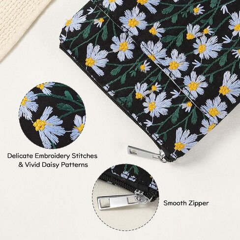 Embroidered Daisy Padded Protective Sleeve 6-7" for 6" Kindle 2022/10th Gen 2019/8th Gen 2016, 6.8" Kindle Paperwhite 11th/10th Gen 2021/2018, 6" Kobo Tolino eReader, Blue Daisy in Saudi Arabia