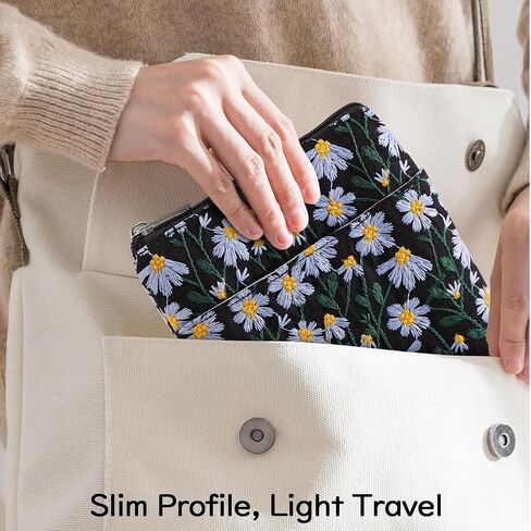 Embroidered Daisy Padded Protective Sleeve 6-7" for 6" Kindle 2022/10th Gen 2019/8th Gen 2016, 6.8" Kindle Paperwhite 11th/10th Gen 2021/2018, 6" Kobo Tolino eReader, Blue Daisy in Saudi Arabia