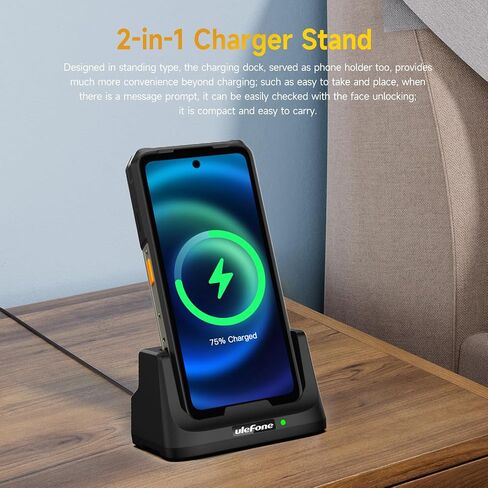 Ulefone Wireless Charger for Ulefone Power Armor 26 Ultra, Desk Charging Dock, Dual Output Charging, 2-in-1 Charger Stand in Saudi Arabia