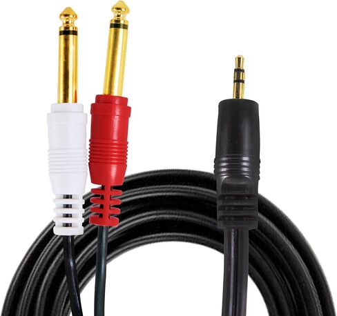 Pyle-Pro PCBL43FT6 12 Gauge 6 Feet 3.5mm Male Stereo to Dual 1/4-Inch Female Mono Y-Cable Adapter, White, 105.6 x 14 x 0.8 inches in Saudi Arabia