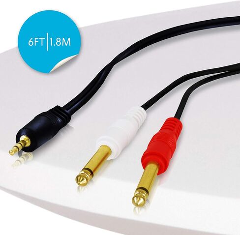 Pyle-Pro PCBL43FT6 12 Gauge 6 Feet 3.5mm Male Stereo to Dual 1/4-Inch Female Mono Y-Cable Adapter, White, 105.6 x 14 x 0.8 inches in Saudi Arabia