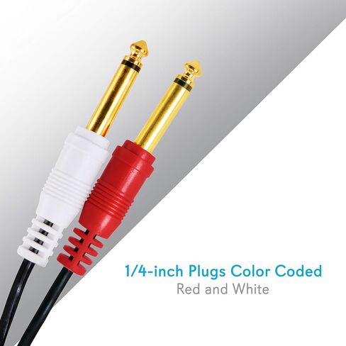 Pyle-Pro PCBL43FT6 12 Gauge 6 Feet 3.5mm Male Stereo to Dual 1/4-Inch Female Mono Y-Cable Adapter, White, 105.6 x 14 x 0.8 inches in Saudi Arabia