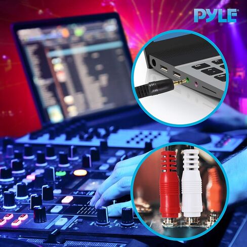 Pyle-Pro PCBL43FT6 12 Gauge 6 Feet 3.5mm Male Stereo to Dual 1/4-Inch Female Mono Y-Cable Adapter, White, 105.6 x 14 x 0.8 inches in Saudi Arabia