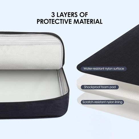 LENTION Cable Organizer Bag Pouch, Travel Electronic Accessories Carry Case Portable Bag Waterproof Double Layers All-in-One Storage Bag Carrying Tech Bag for Cord, Charger, Power Bank, Earphone Black in Saudi Arabia