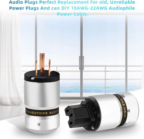 Monosaudio Audio Power Plug 10A/250V 15A/125V Hi-End Power Plug IEC C13 Aluminum Connector Power Connector Audiophile Power Plug for DIY Audiophile Power Cord HiFi Audio Power Cable(Pure Copper) in Saudi Arabia
