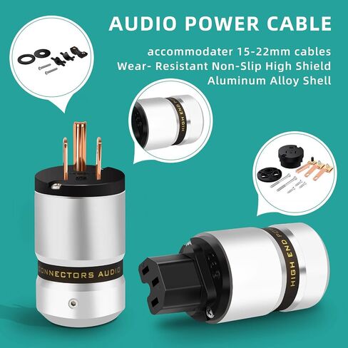 Monosaudio Audio Power Plug 10A/250V 15A/125V Hi-End Power Plug IEC C13 Aluminum Connector Power Connector Audiophile Power Plug for DIY Audiophile Power Cord HiFi Audio Power Cable(Pure Copper) in Saudi Arabia