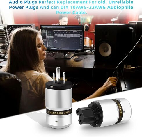قابس طاقة صوت Monosaudio 10A/250V 15A/125V قابس طاقة عالي النهاية IEC C13 موصل ألومنيوم موصل طاقة قابس طاقة صوتي لسلك الطاقة الصوتي DIY كابل طاقة الصوت HiFi (نحاس نقي) in Kuwait