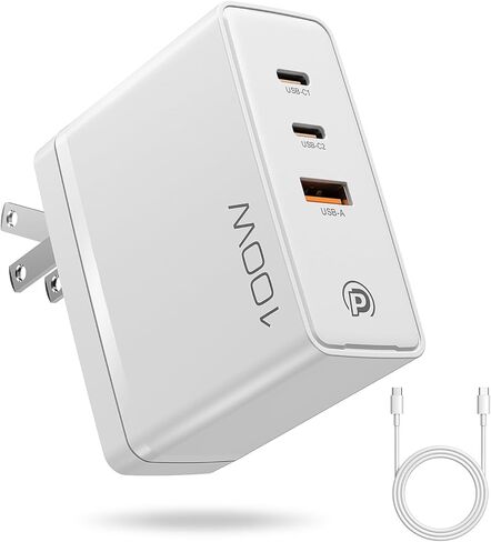 شاحن POWERΛDD PRO 100W GaN USB C 3 منافذ مع PD3.0/PPS/QC4.0+/SCP/FCP/AFC/BC1.2، شاحن حائط مدمج سريع قابل للطي لسلسلة iPhone 15، MacBook Pro، Google PixelBook، ThinkPad، جالاكسي وأكثر in Kuwait