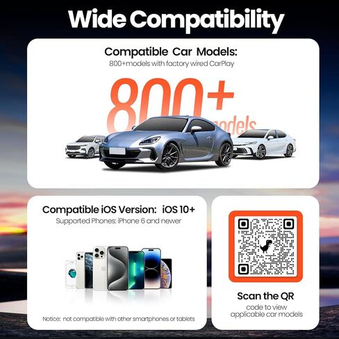 محول CarPlay اللاسلكي لأجهزة Apple - مساعد الطيار الأكثر ذكاءً - تحويل سلس، بدون زمن الوصول، اتصال تلقائي سريع، متوافق مع iOS 10+ (يتطلب CarPlay من المصنع) in Saudi Arabia
