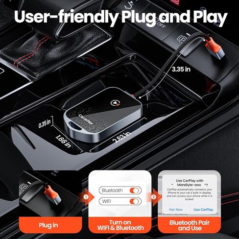 محول CarPlay اللاسلكي لأجهزة Apple - مساعد الطيار الأكثر ذكاءً - تحويل سلس، بدون زمن الوصول، اتصال تلقائي سريع، متوافق مع iOS 10+ (يتطلب CarPlay من المصنع) in Saudi Arabia