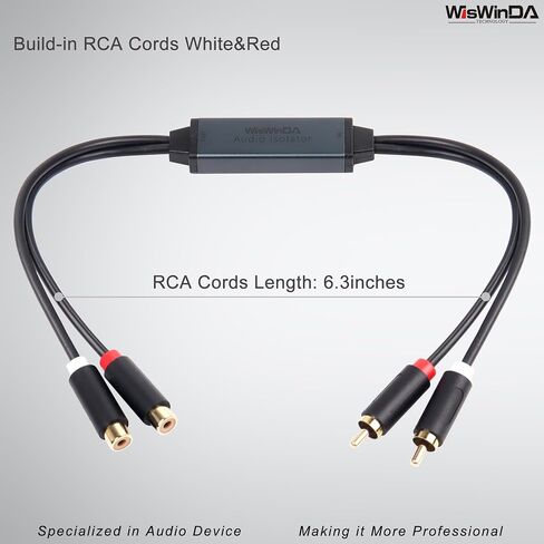 عازل ضوضاء بحلقة أرضية صغيرة، موصلات RCA مطلية بالذهب، فلتر ضوضاء من الألومنيوم للسيارة والمنزل يستخدم في مواقف مختلفة (WDISO-A010-RCA) in Kuwait