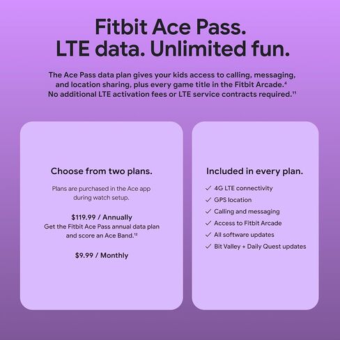 Fitbit Google Ace LTE - Kids Smartwatch with Call, Message, GPS, and Activity-Based Games, Ace Pass Data Plan Required - Mild - Strange Arcade in Kuwait